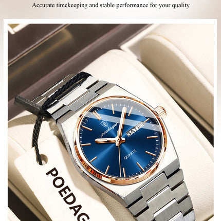 POEDAGAR Orologio da donna alla moda Orologio da polso da donna di lusso luminoso impermeabile in acciaio inossidabile Data settimana Orologi al quarzo da donna Reloj platinumshop
