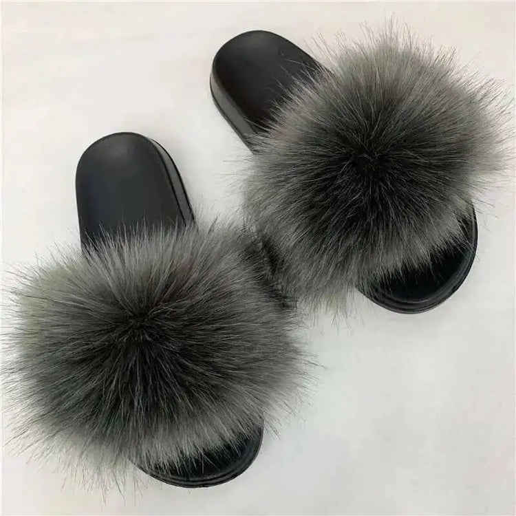 Pantofole soffici da donna Pantofole morbide da donna estive in pelliccia sintetica Sandali eleganti con punta aperta Scarpe da spiaggia comode pelose per interni ed esterni
