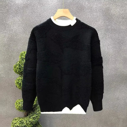 Autumn Winter New Fashion Round Neck Long Sleeve Solid Sweaters Men's Clothing Casual All-match Warm Simplicity Knitting Tops