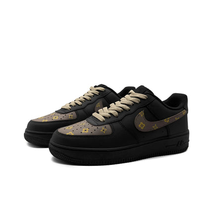 Nike Air Force 1 Luxury Design Leather Abrasion Resistant Slip Resistant Low top Skateboard Shoes Men's Black Brown