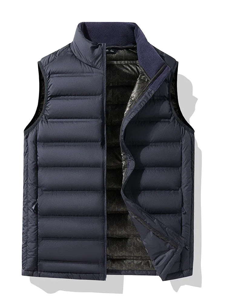 90%White Duck Down Winter Couple Vest Sleeveless Puffer Jacket Graphene Liner Stand Collar Warm Down Gilet Coats Big Size 8XL