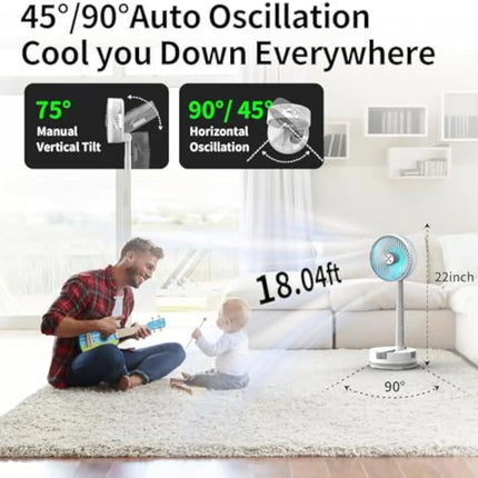 Nuovo ventilatore pieghevole da 20000 mAh con telecomando/luce/timer Ventilatore da campeggio oscillante staccabile a 9 velocità Ventilatore da campeggio portatile ricaricabile