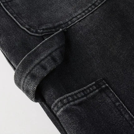 Four Seasons  Men's Casual Spliced Vintage Grey Elastic Jeans Bootcut Pants Trendy Slim Denim Trousers Male Men's Streetwear PlatiNum