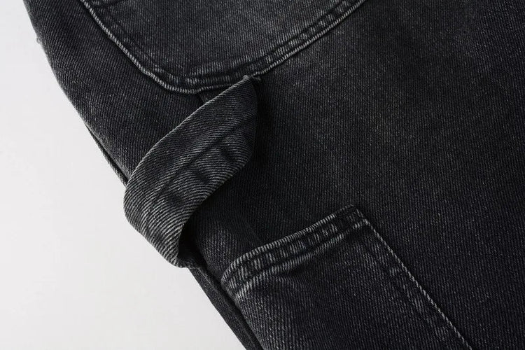 Four Seasons  Men's Casual Spliced Vintage Grey Elastic Jeans Bootcut Pants Trendy Slim Denim Trousers Male Men's Streetwear PlatiNum