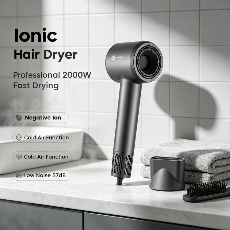 High Speed Hair Dryer 1600W Brushless Blow Dryer 110000RPM Low Noise 57dB Negative Ion Cold Shot Compact Styling Tool With Concentrator Nozzle For Home Salon