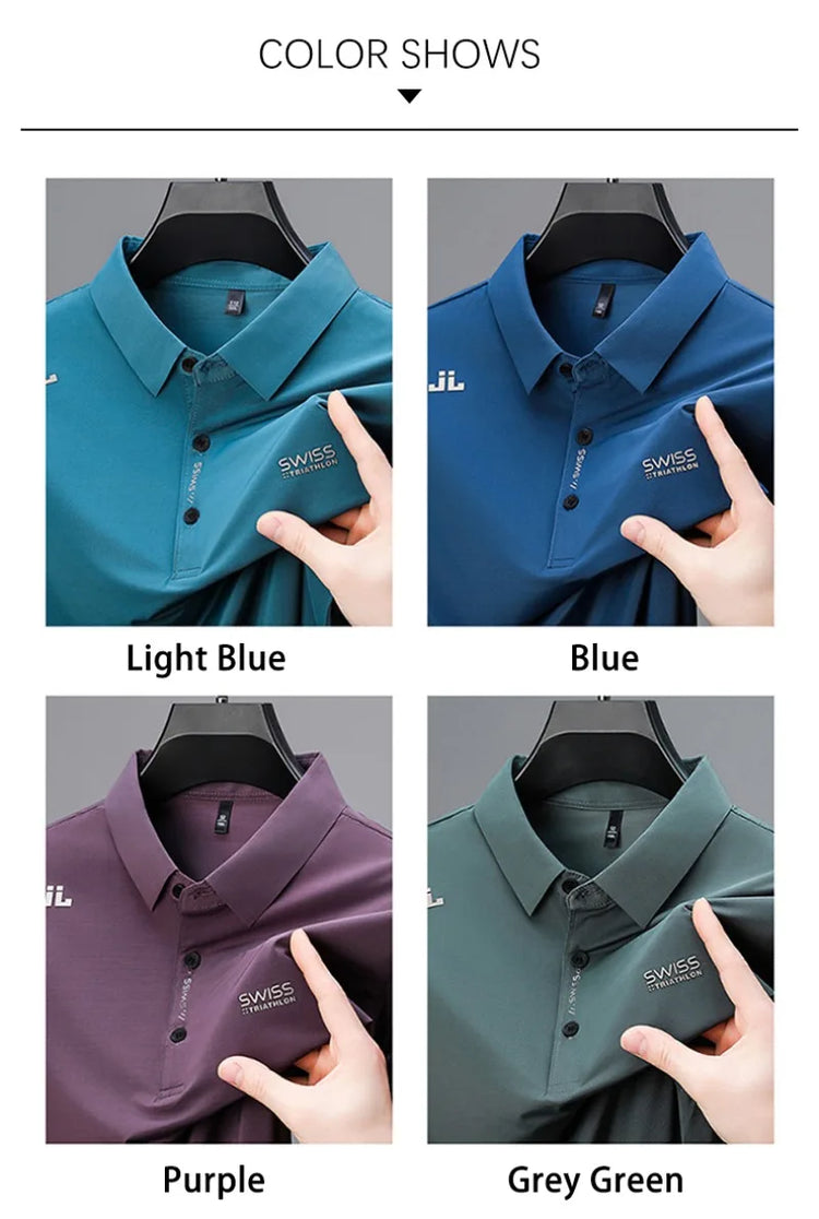 BROWON 2025 Estate 2025 Tendenze Polo Maglietta da uomo Manica corta Antirughe Colletto rovesciato Sottile Cool Business Tee Shirt Homme
