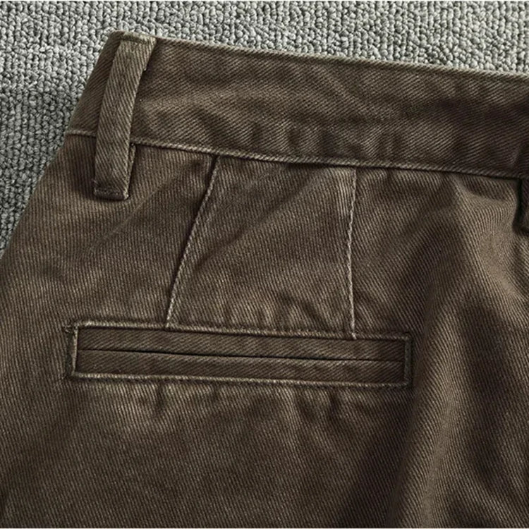 Solid color overalls men's straight leg CHINO casual pants Heavy cotton loose cone pants