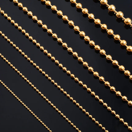 Accessori per gioielli con collana di perline rotonde con catena a sfera in acciaio inossidabile color oro da 1,2 mm-4.0 mm per pendente PlatiNum