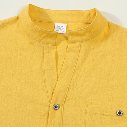 Men's Lightweight Shirts Cotton Linen Henley Long Sleeve Shirts for Men Beach Hawaiian V-Neck Top Breathable Polo