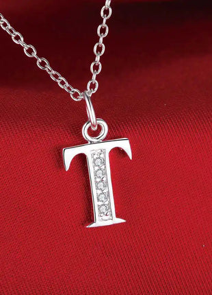 26 Letters 925 Sterling Silver Necklace Pendant Zircon For Women Exquisite Student Girlfriend Jewelry Accessories Wedding Gift PlatiNum