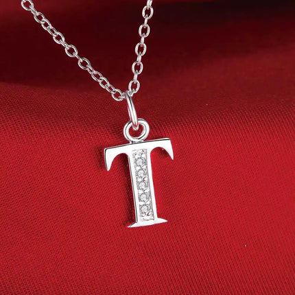 26 Letters 925 Sterling Silver Necklace Pendant Zircon For Women Exquisite Student Girlfriend Jewelry Accessories Wedding Gift PlatiNum