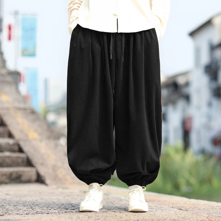 Nuovi pantaloni di velluto a coste da uomo streetwear moda pantaloni lanterna allentati uomo pantaloni stile harem retrò pantaloni casual con cavallo grande uomo taglie forti5XL
