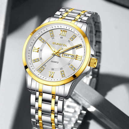 SUNKTA Orologio da Donna con Diamanti, Moda Creativa, Acciaio Impermeabile, Orologio al Quarzo Casual Luminoso con Bracciale platinumshop