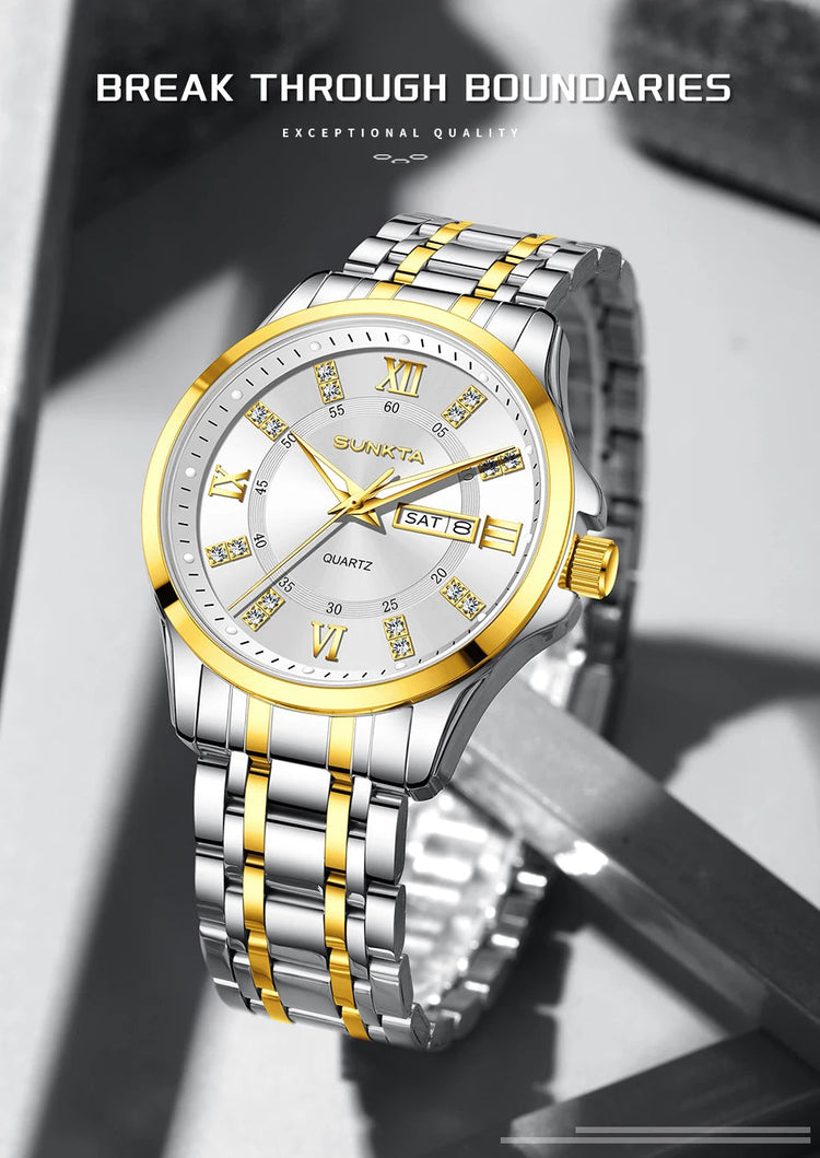 SUNKTA Orologio da Donna con Diamanti, Moda Creativa, Acciaio Impermeabile, Orologio al Quarzo Casual Luminoso con Bracciale platinumshop