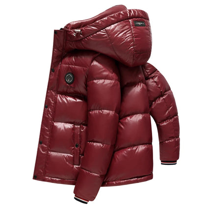 Men Down Jacket 2025 Trendy White Duck Down Thick Cold Proof Warm Hooded Pike Coat Outdoor Casual Winter Zipper Puffer Jacket