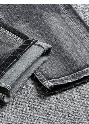 Italian Style Fashion Men Jeans Retro Gray Elastic Slim Fit Ripped Jeans Men Trousers Vintage Designer Casual Denim Pants Hombre PlatiNum