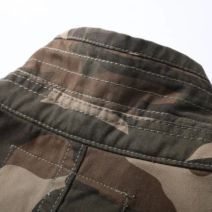 Vintage Style Men's Autumn Casual Jacket Tactical Camouflage Coat Stand Collar Outdoor Jacket Spring Outerwear