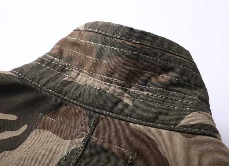 Vintage Style Men's Autumn Casual Jacket Tactical Camouflage Coat Stand Collar Outdoor Jacket Spring Outerwear
