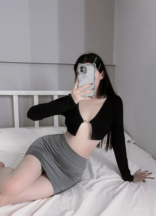Minigonna attillata sottile sexy senza fodera Tinta unita Gonna corta trasparente per sollevamento fianchi a vita bassa Clubwear da donna