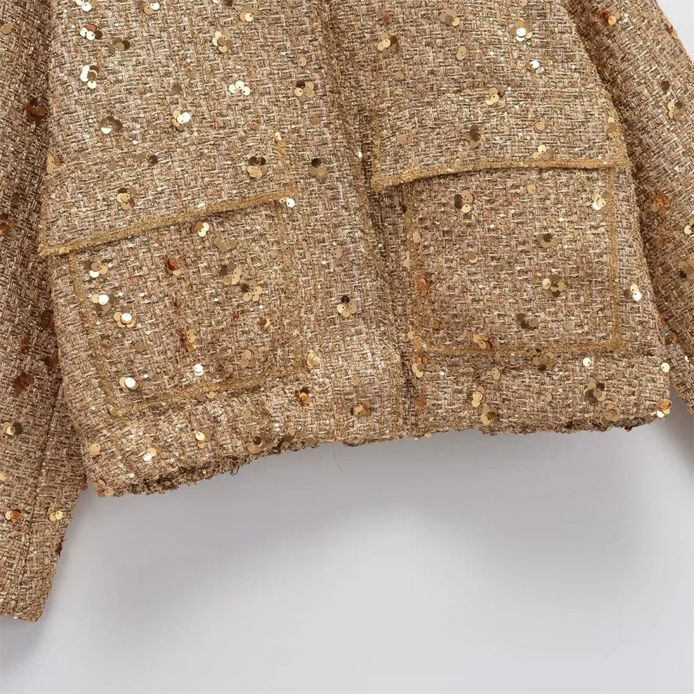 2024 women's clothing 2024 autumn and winter new casual temperament sequin small fragrant style jacket 7925/993