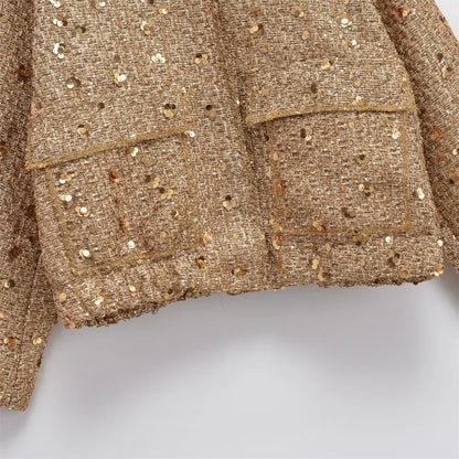2024 women's clothing 2024 autumn and winter new casual temperament sequin small fragrant style jacket 7925/993