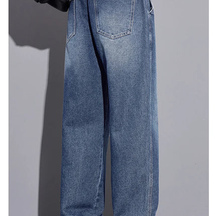 Abbigliamento da uomo Pantaloni a gamba larga Jeans larghi Streetwear Pantaloni in denim moda dritti Y2k Pantaloni da uomo in vita elastica lavati vintage
