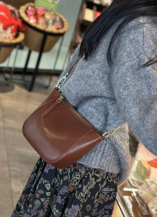 Nuova borsa in vera pelle, versatile borsa a tracolla piccola in pelle di vacchetta di alta qualità per donna