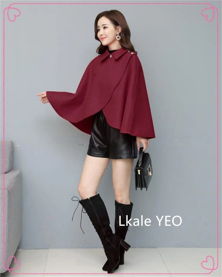 Women's Woolen Shaw Coat 2025 Autumn Winter Korean Version Short Ladies Jacket Temperament Elegant Femme Woolen Outerwear