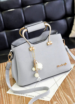 Yogodlns Luxury Pendant Handbag For Women PU Leather Tassel Shuolder Bag Designer Handle Bag Brand Shopping Mommy Shoudler Bag PlatiNum