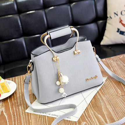Yogodlns Luxury Pendant Handbag For Women PU Leather Tassel Shuolder Bag Designer Handle Bag Brand Shopping Mommy Shoudler Bag PlatiNum