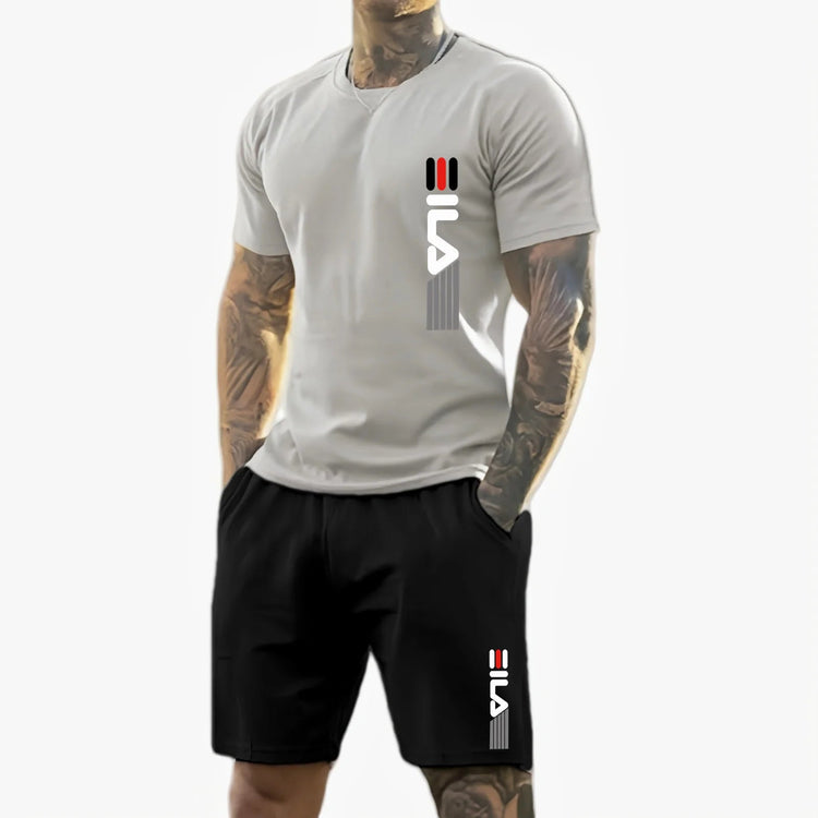 Uomo 2025 estate nuova tuta sportiva casual T-shirt a maniche corte da uomo traspirante all'aperto + pantaloncini da allenamento set da due pezzi platinumshop