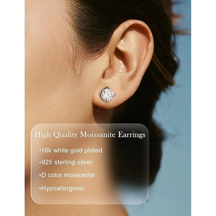 KNOBSPIN 2.0ct Moissanite Earrings for Women Lab Grown Diamond Ear Studs 925 Sterling Silver Fine Jewelry Gift PlatiNum