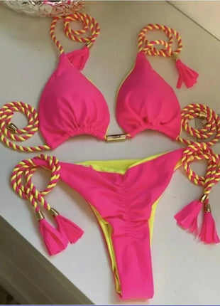 RUOTONSEPT Sexy Braiding rope Bandage Bikini Set Women's Swimsuit Two-piece Triangle Swimwear Bathing Suit Brazilian Biquinis platinumshop