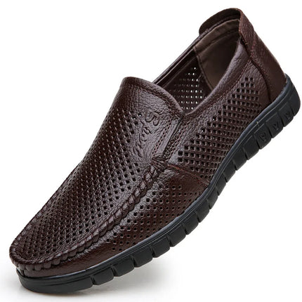 Moda scarpe in vera pelle da uomo piatte traspiranti estive scarpe casual da uomo morbide e confortevoli calzature maschili in pelle KA3559