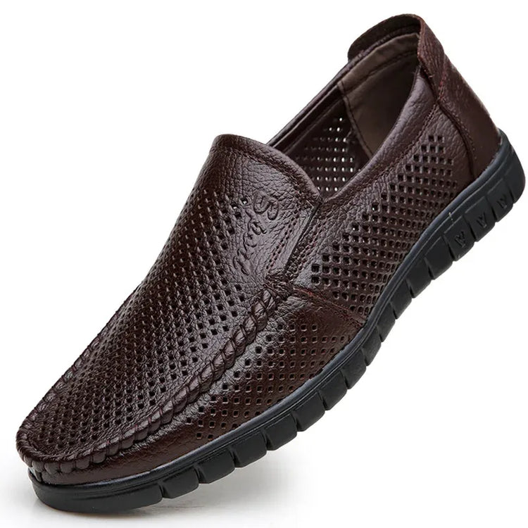 Moda scarpe in vera pelle da uomo piatte traspiranti estive scarpe casual da uomo morbide e confortevoli calzature maschili in pelle KA3559
