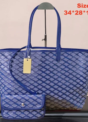 Borsa tote da donna in vera pelle da 34 cm, borsa alla moda, set da 2 pezzi con mini portafoglio in pelle abbinato per lo shopping quotidiano