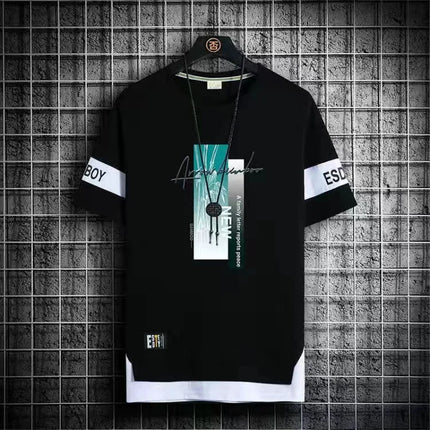 2025 New Men's T-shirt Korean Fashion Summer Short Sleeve Print Men's T-shirt Casual Harajuku Men's Clothing Graphic Men's T-shirt