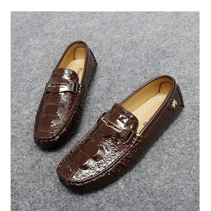 Scarpe Slip-On da Uomo in Pelle di Coccodrillo di Lusso, Scarpe Casual Primaverili ed Estive per la Guida, Stile Coppia, Taglio Basso, Suola in Gomma Traspirante