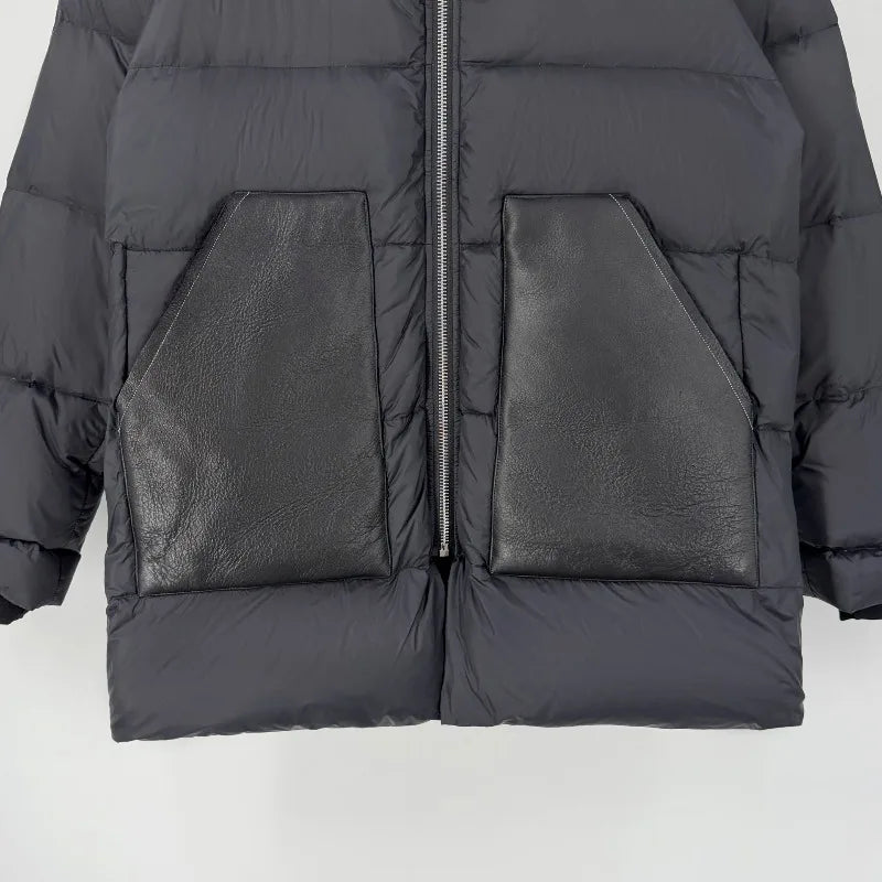 2025 High Street Men's Gothic Paneled Casual Puffer Jacket Male Comfortable Fashion Down  Jackets