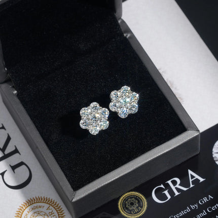 Moissanite Stud Earrings for Women Luxury Women Full Moissanite Stud Earrings Flower D Color Women's Moissanite Set Jewerly PlatiNum