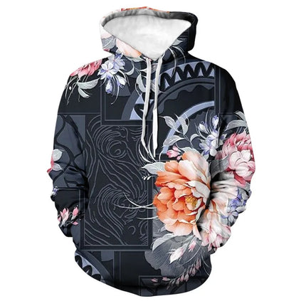 Fashion Rose Floral Hoodies Flower 3D Print Men Women Hip Hop Streetwear Hooded Sweatshirts Oversized Pullovers Top Man Clothing