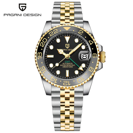 Nuovo Orologio Meccanico Automatico PAGANI DESIGN GMT 2026 per Uomo, Ghiera in Ceramica, Impermeabile 100ATM, Orologio Sportivo Nautico da Immersione, Orologio da Polso Maschile in Acciaio Inossidabile + Reloj Hombre + Scatol