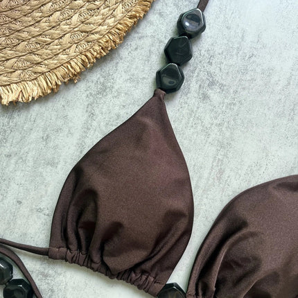 Costume da bagno bikini sexy con perline 2026 da donna, set bikini halter con scollo a V, abbigliamento da spiaggia estivo platinumshop