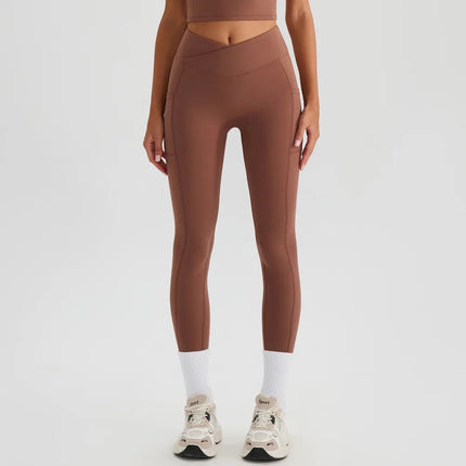 Women Gym Sports Leggings Workout Yoga Pants With Pockets High Waist Tights Fitness Pants Outdoors Running Training Trousers PlatiNum