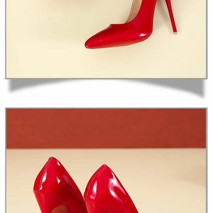 2024 Scarpe da donna Tacchi alti rossi Décolleté sexy con punta a punta 12 cm Scarpe da abito da sposa Colore nero nudo Tacchi alti con fondo in gomma rossa