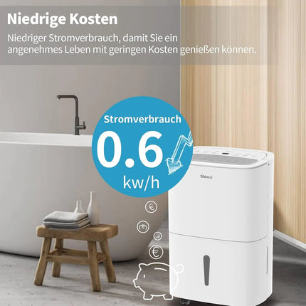 SHINCO 30L Deumidificatore Elettrico per 105 m3 (35 m2), WiFi, Risparmio Energetico, Ripristino Automatico, Asciugatura del Lavanderia, Temporizzatore 24H