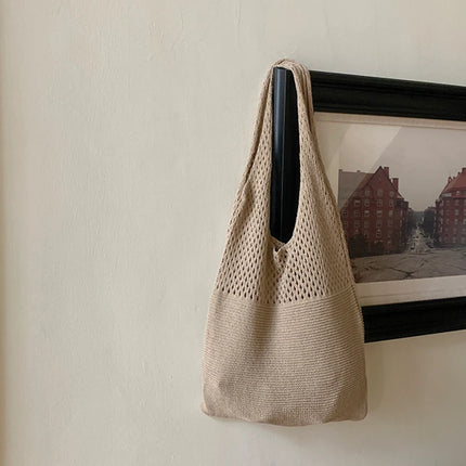 Borse a maglia da donna, borsa tote grande capacità, borsa estiva da spiaggia, borsa grande casual, borse a tracolla intrecciate a nido d'ape, borsa da donna