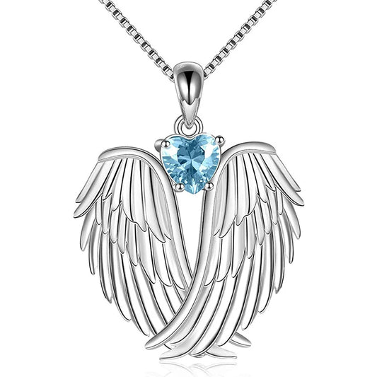 Huitan Angel Wing Design collana da donna con cuore Cubic Zirconia collana da sposa romantica per gioielli di moda per feste