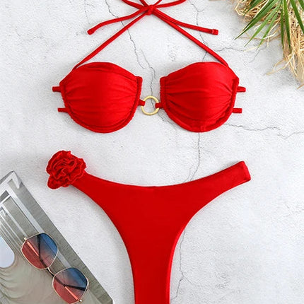 2025 Elegante set bikini in pizzo bianco per costume da bagno in 2 pezzi alla moda e chic da spiaggia, perfetto per abbigliamento da spiaggia e feste in piscina, scariole estive platinumshop