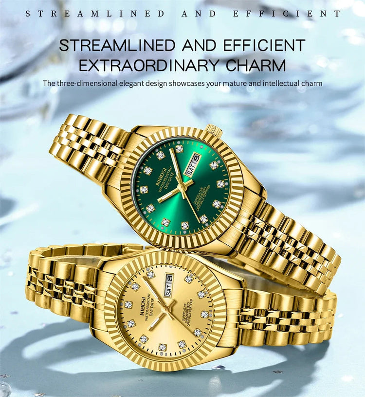 NIBOSI Orologi da donna con diamanti Orologio da donna casual di moda di lusso delle migliori marche Orologio da donna con data settimanale automatica impermeabile Reloj platinumshop